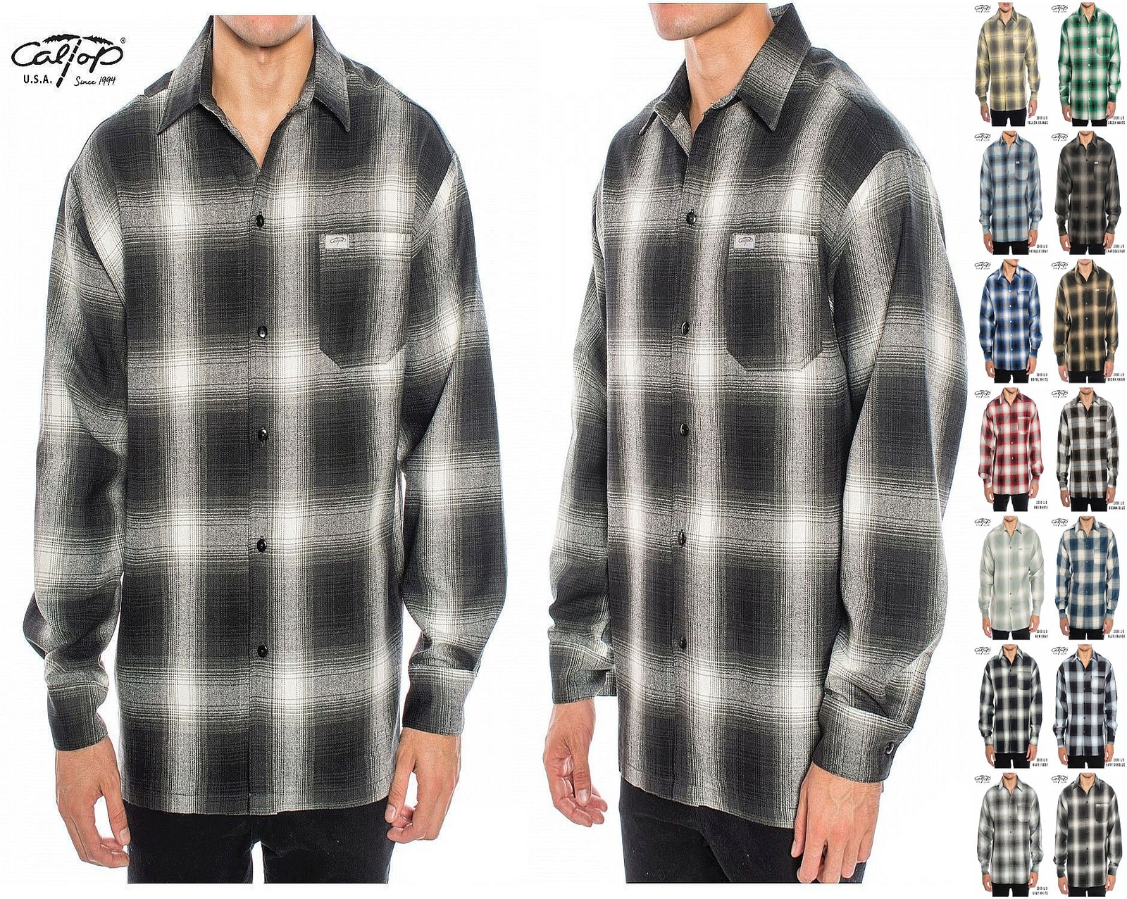 CALTOP OLD SCHOOL FLANNEL VETERANO LONGSLEEVE SHIRT PLAID SM-5X GANGSTER