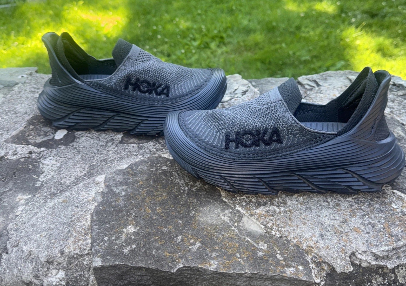 Hoka One Restore TC Black Women 7 Slip on Shoes Gray Black Mens 6