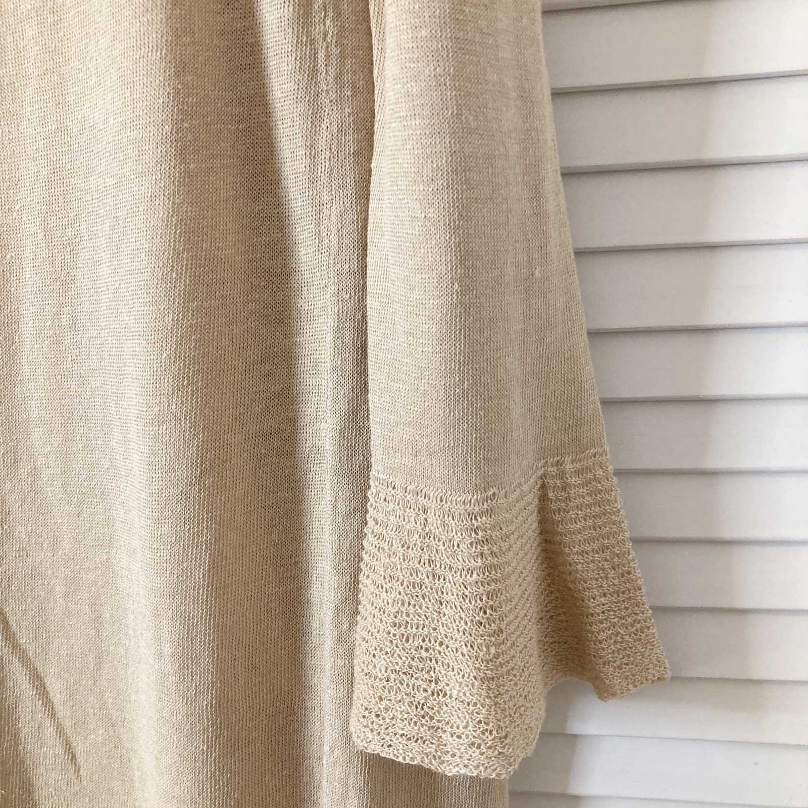 Autograph M&S Cardigan Size 12 Natural Beige Linen Blend Frill Trim Longline