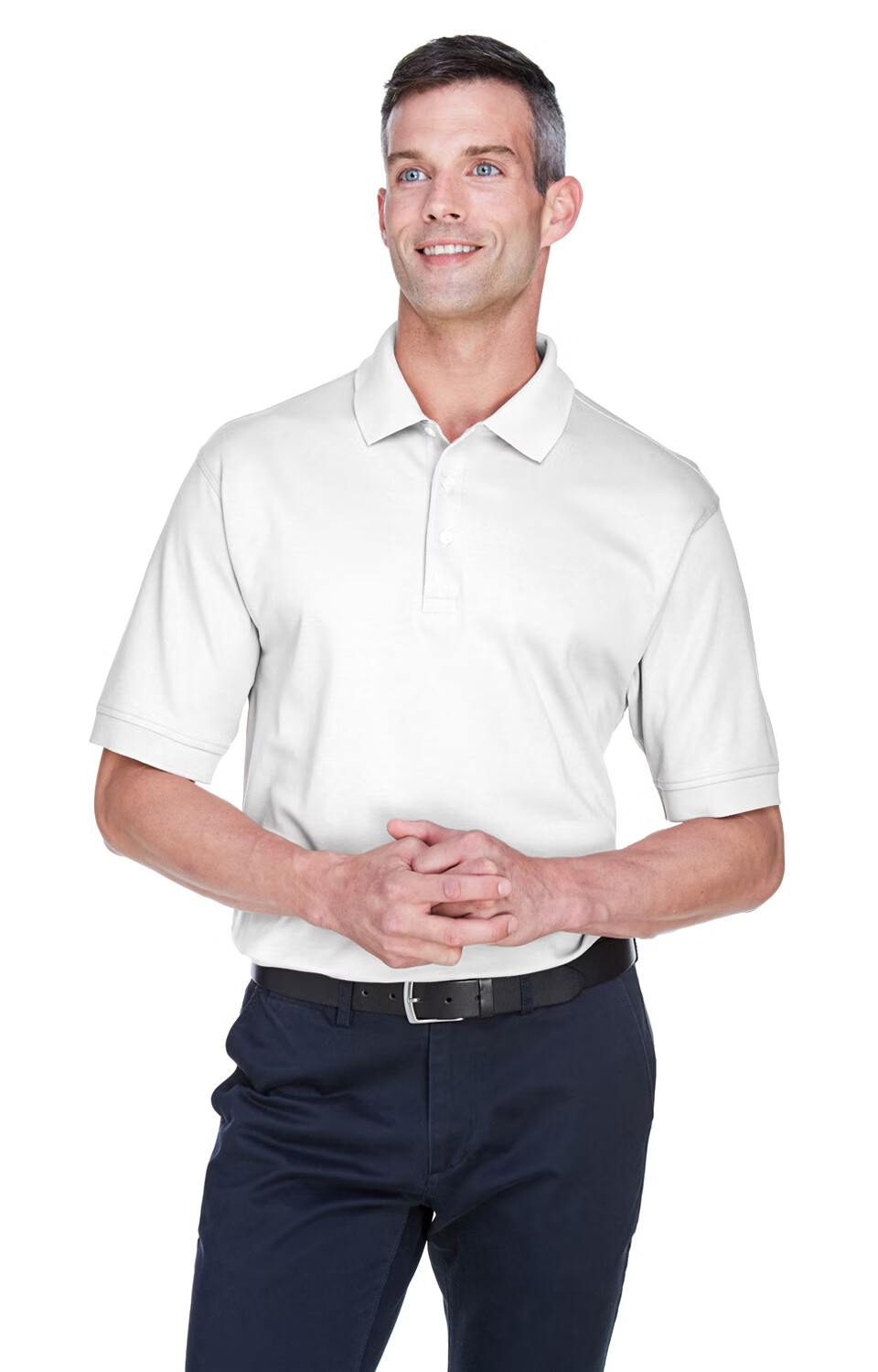 Devon & Jones Men’s Solid Color Interlock Polo White or Navy D140S Sizes 2XL-4XL