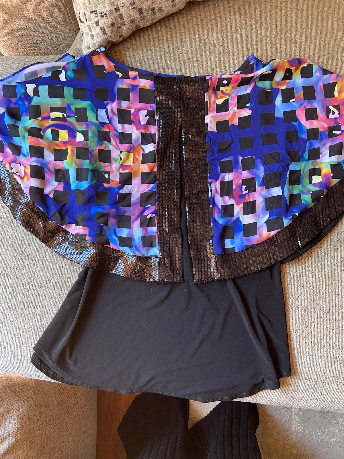 Joseph Ribkoff Womens Black Blue Geometric Sequin Strapless Top Size 14