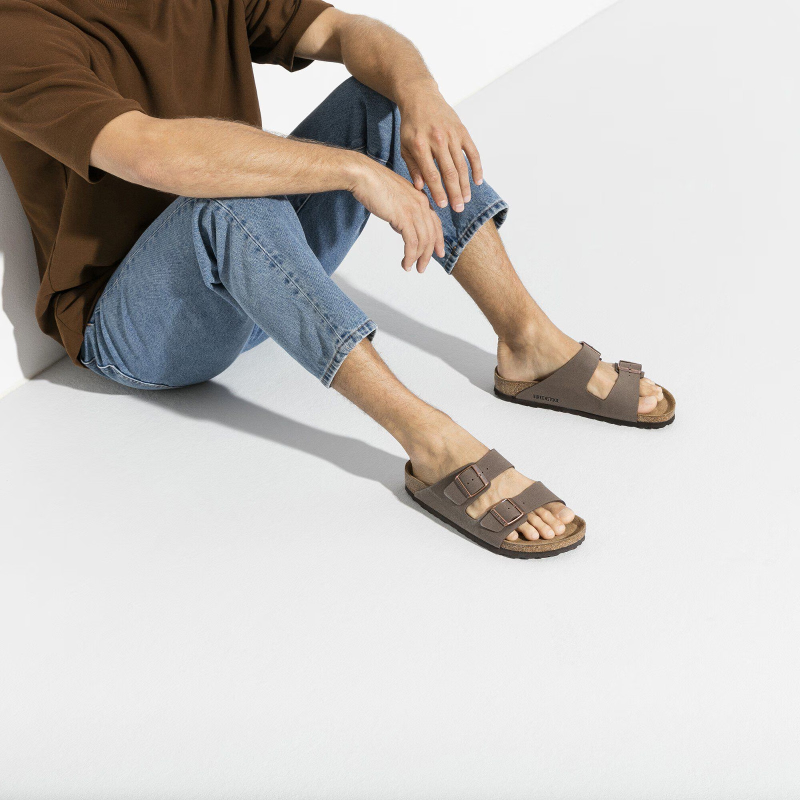 Birkenstock Arizona Birko-Flor Stone Mocha Leather Unisex Sandals New Sizes 6–12