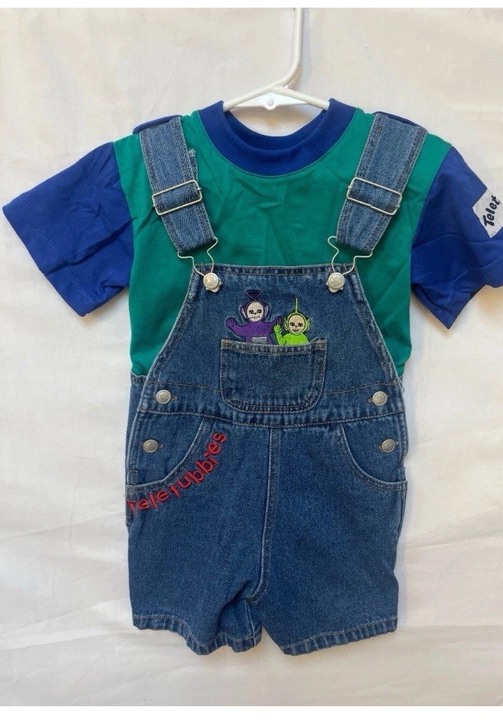 Deadstock NWT Vintage 2t Teletubbies shortall/overalls