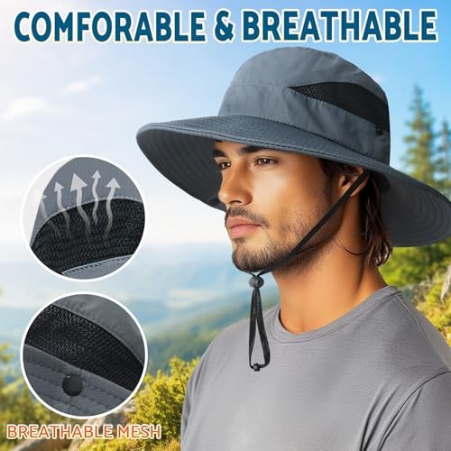 Sun Hat UPF 50+ Wide Brim Bucket Hat Fishing Hiking Beach Outdoor Unisex
