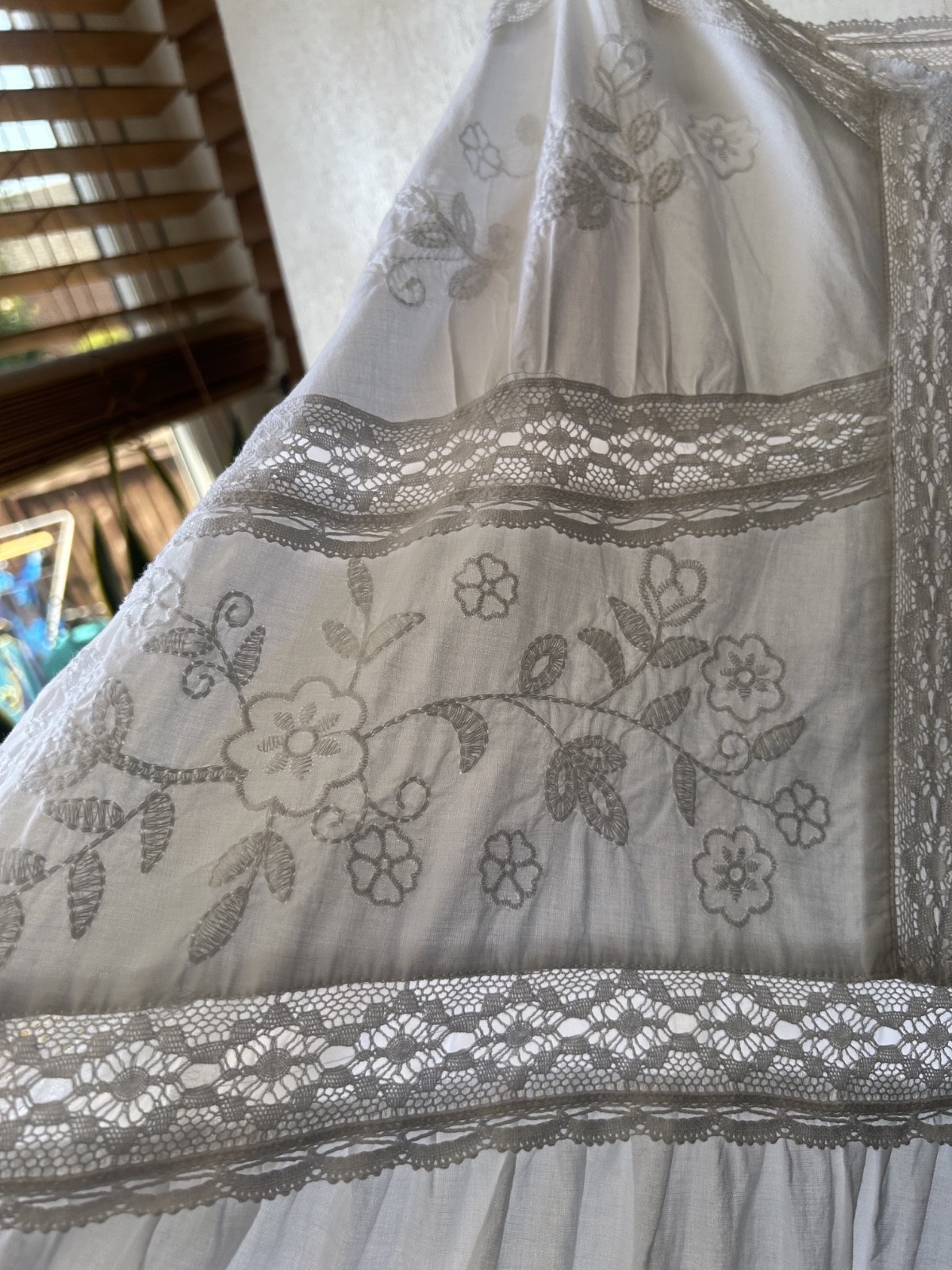 White Embroidered Cami Midi Dress Size 20 Lightweight Cotton New