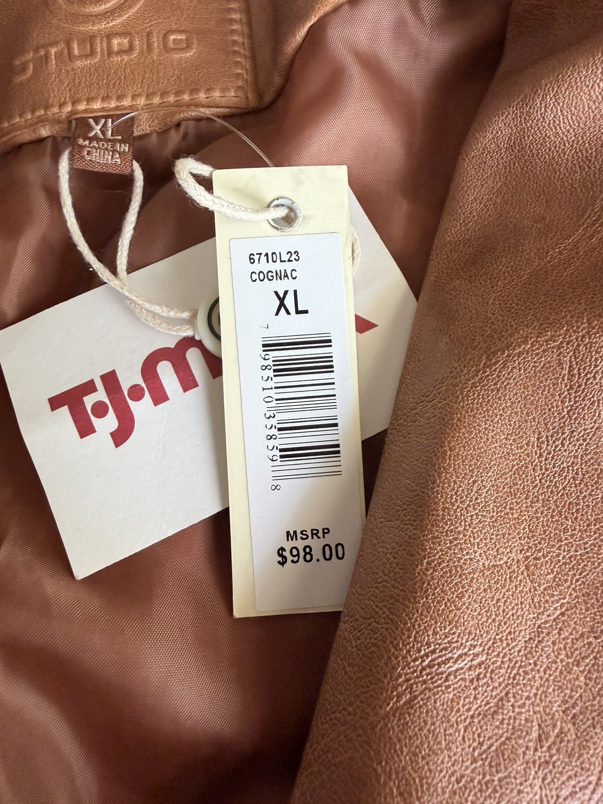 NWT Max Studio Cognac Faux Leather Moto Jacket MSRP $98