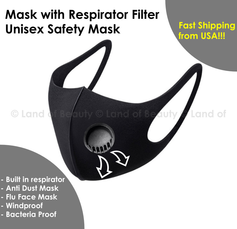 ( 3Pack ) Valve Face Mask / Fashion Black Mask / WASHABLE REUSABLE / FACE MASK