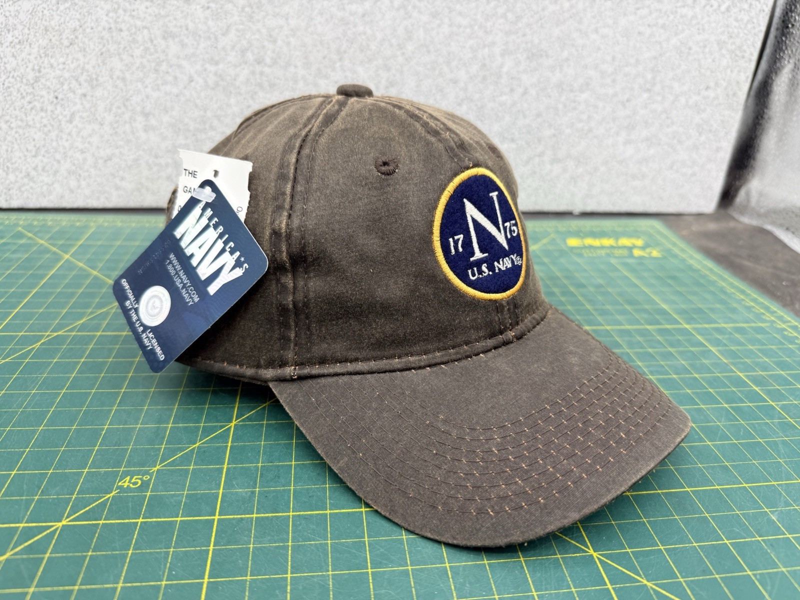 USN United States Navy 1775 Logo Waxed Canvas StrapBack Hat – by The Game – NWT!