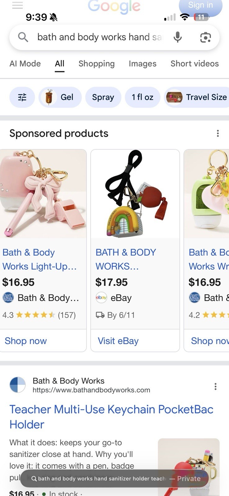 Bath & Body Works Teacher Multicolor Detachable PocketBac Holder Keychain