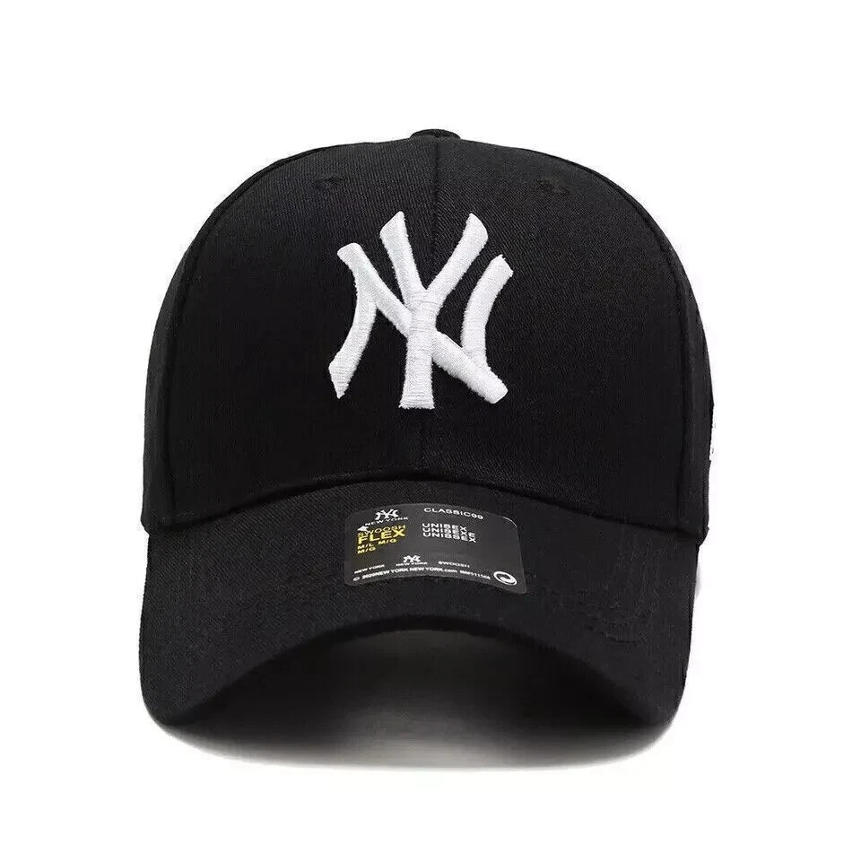 Snapback Cap Cotton Unisex Baseball Hat Adjustable Flat Brim Black Streetwear