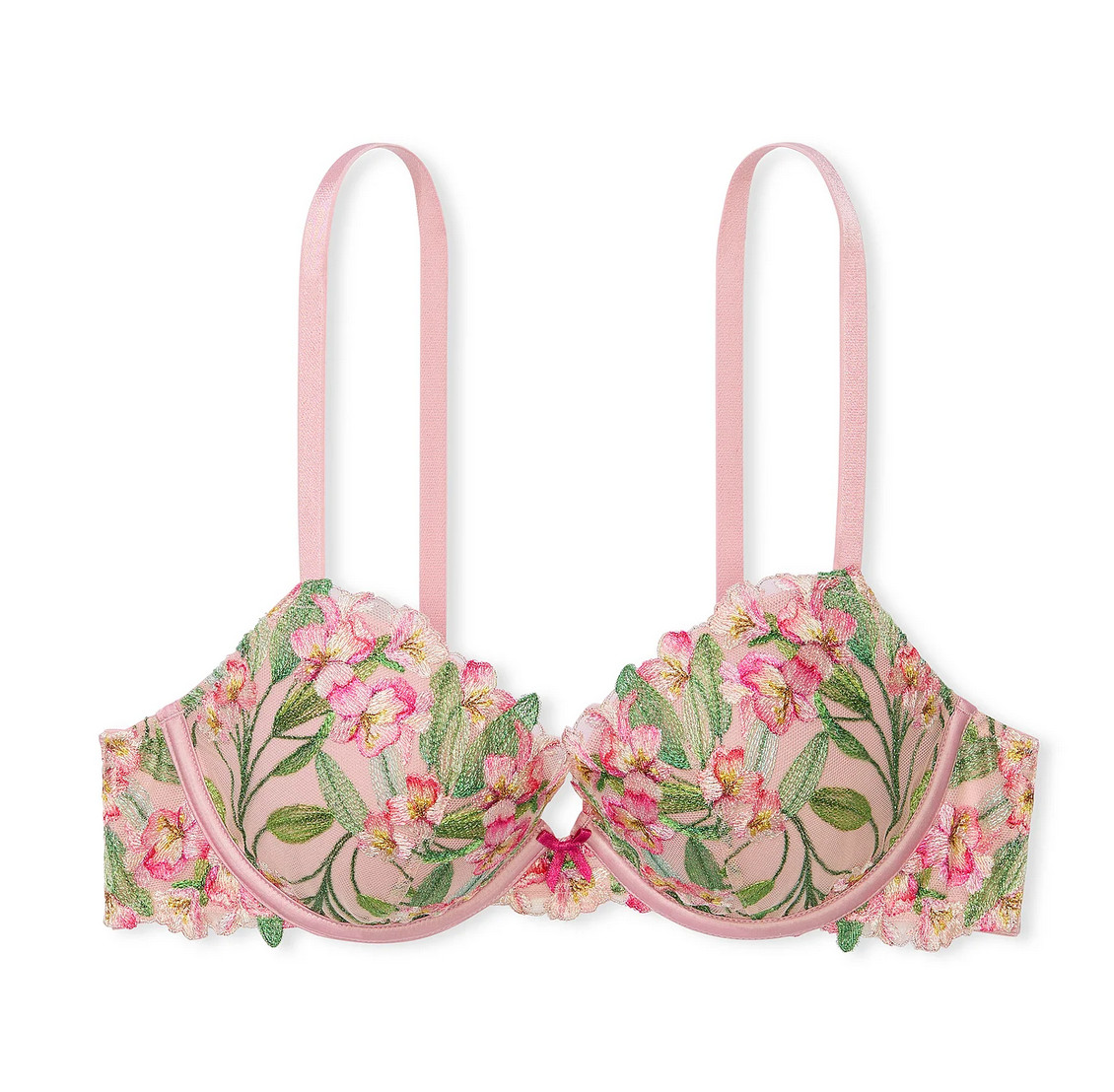 Victoria’s Secret Dream Angels Push Up bra set embroidery Lily floral pink rose