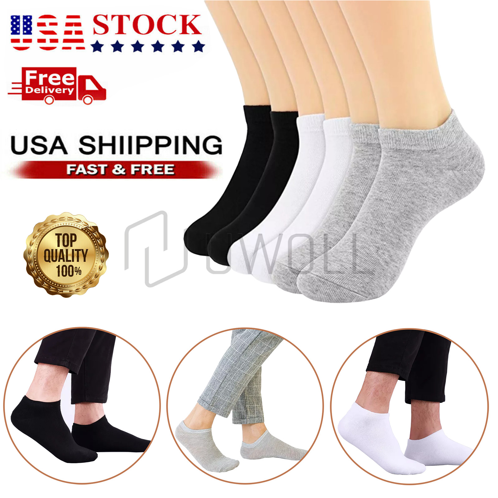 Ankle Socks Sport Cotton Crew Socks Low Cut Invisible for Men & Women