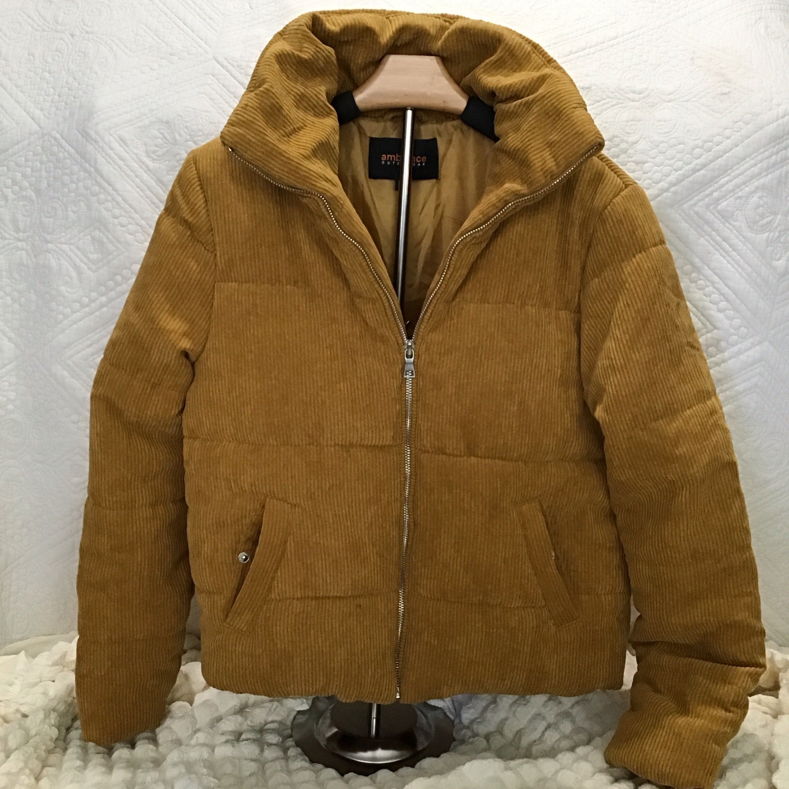 Corduroy golden beige puffer jacket new no tags. Maker Ambience. Soft & Fluffy