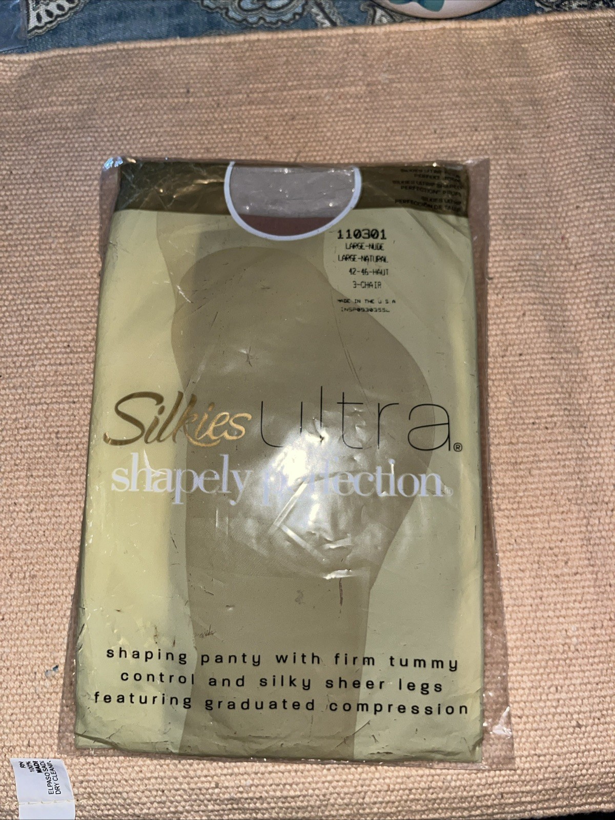 VTG Silkies Ultra Shapely Perfection Pantyhose Large Nude 81% Nylon 19% Spandex