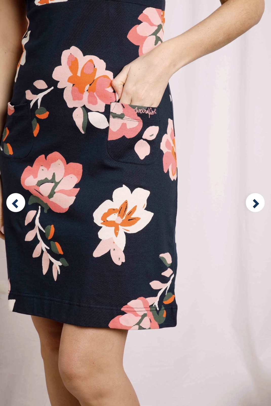 Weird Fish Tallahassee Organic Cotton Jersey Dress Women’s UK 14 Rich Navy