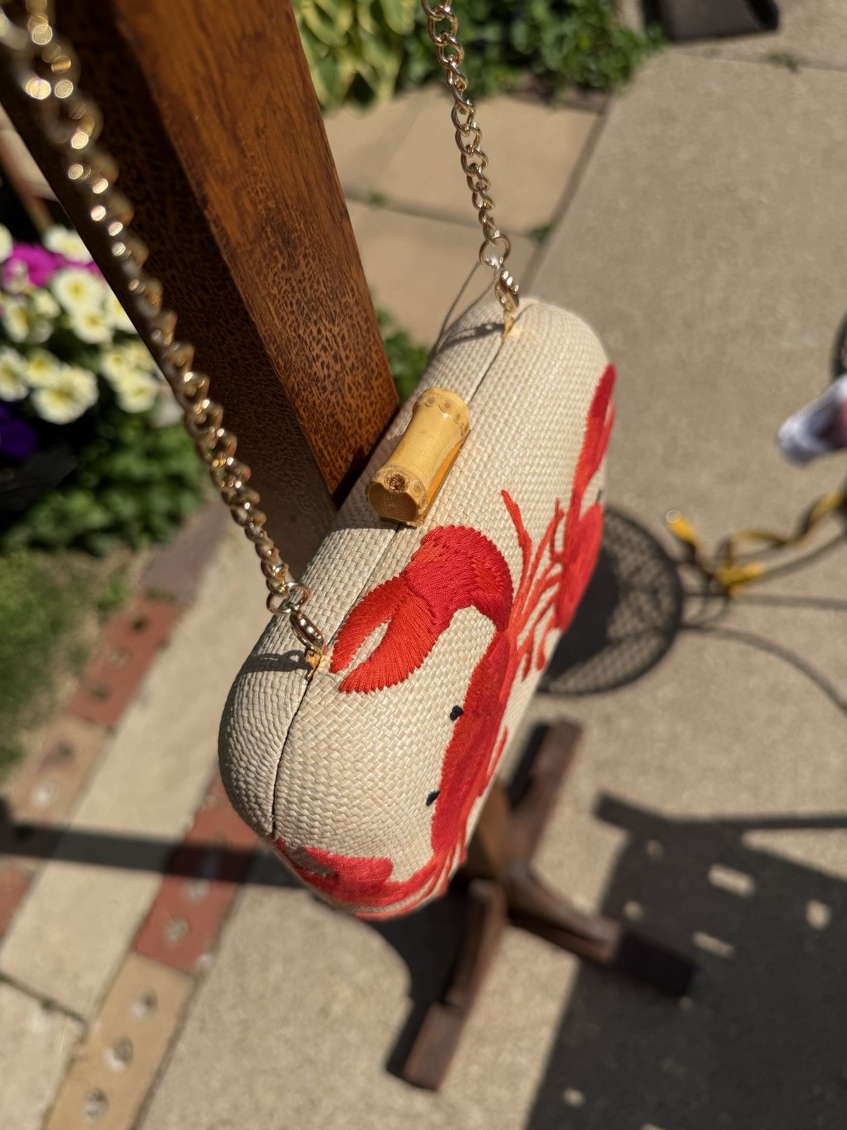 NWT Tommy Bahama Embroidered Crab Clutch Bag Purse w/ Rhinestoned Crab Hair Clip