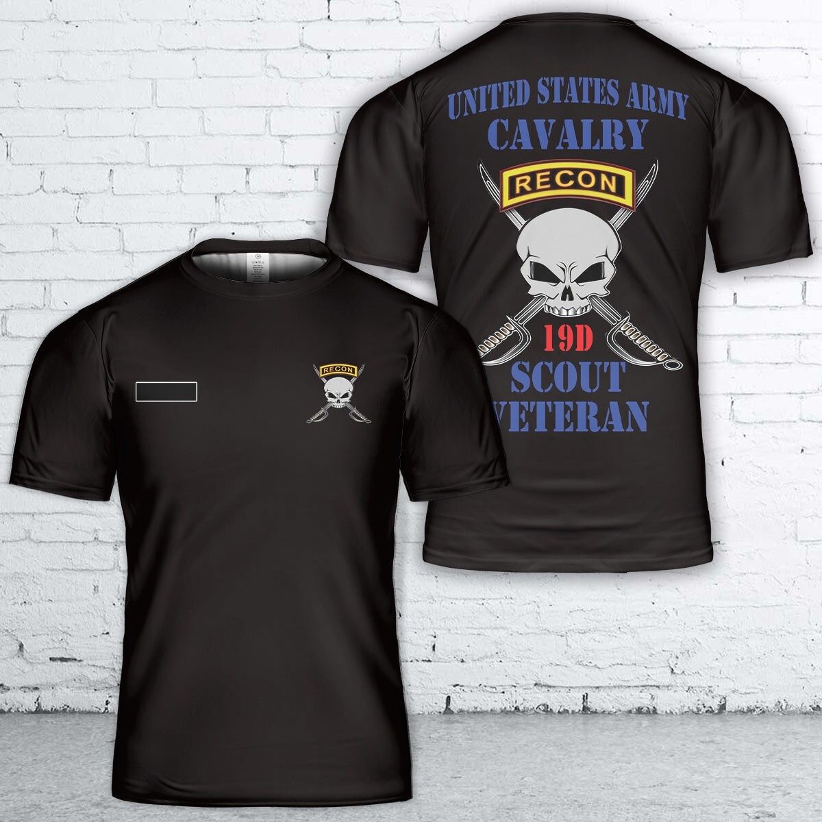 Custom Name US Army MOS 19D Cavalry Scout Out Veteran AOP Shirt 3D shirt S-5XL