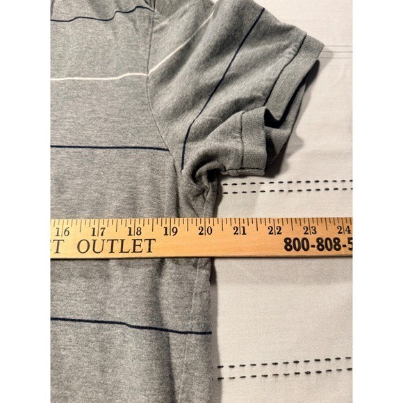 American Eagle Outfitters Mens Gray Striped Vintage Fit Polo Shirt Large L
