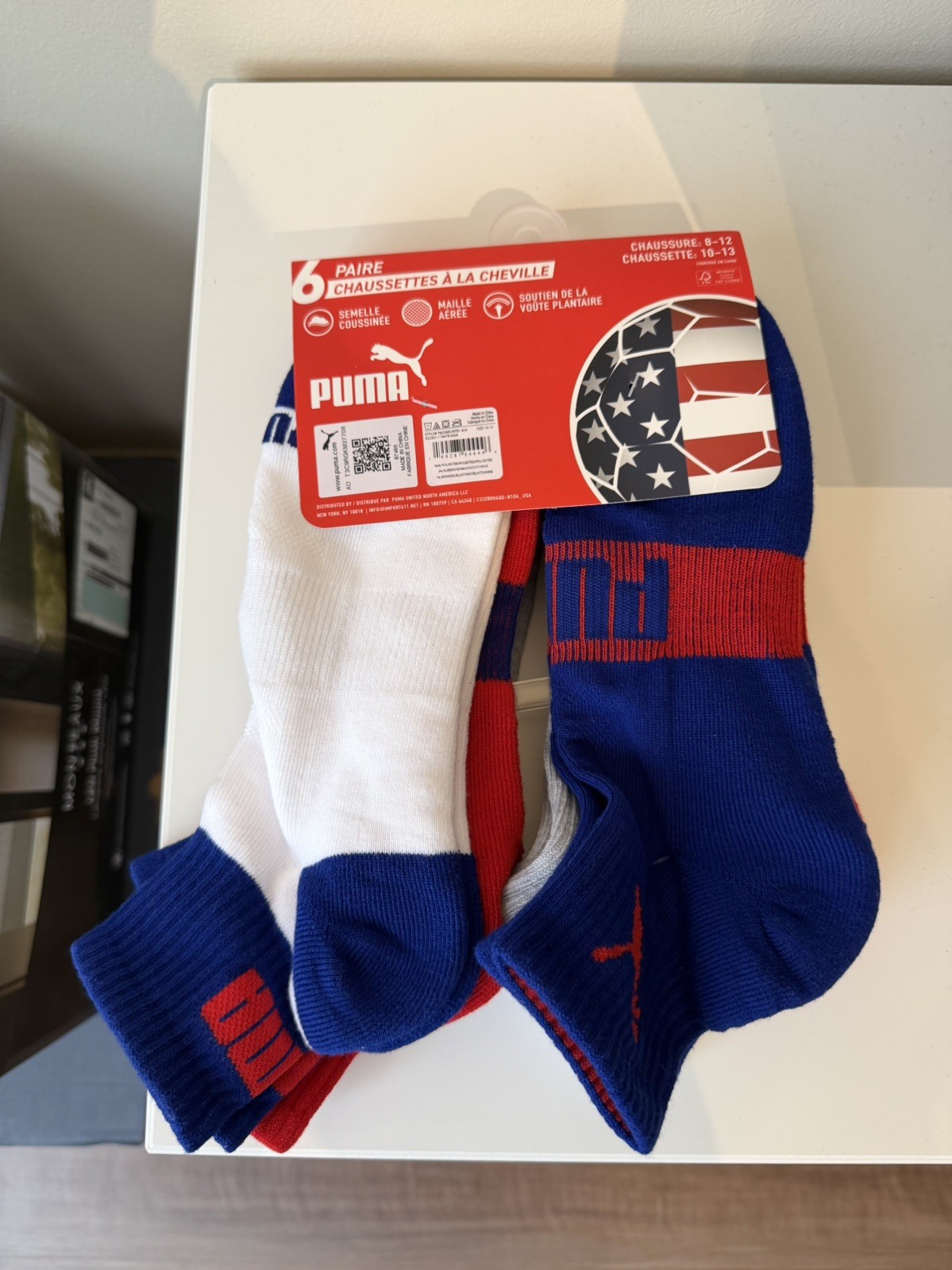 PUMA QUARTER CREW MEN’S SOCKS 6 PAIR SIZE SHOE 8-12 SOCK 10-13 USA SOCCER