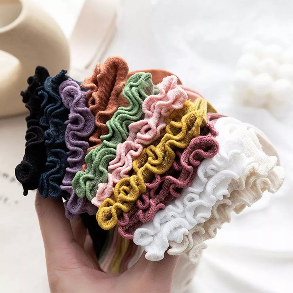 6× Cotton Ruffled Socks Ankle Socks Knitted Soft Ruffled Casual Women’s Sock USA