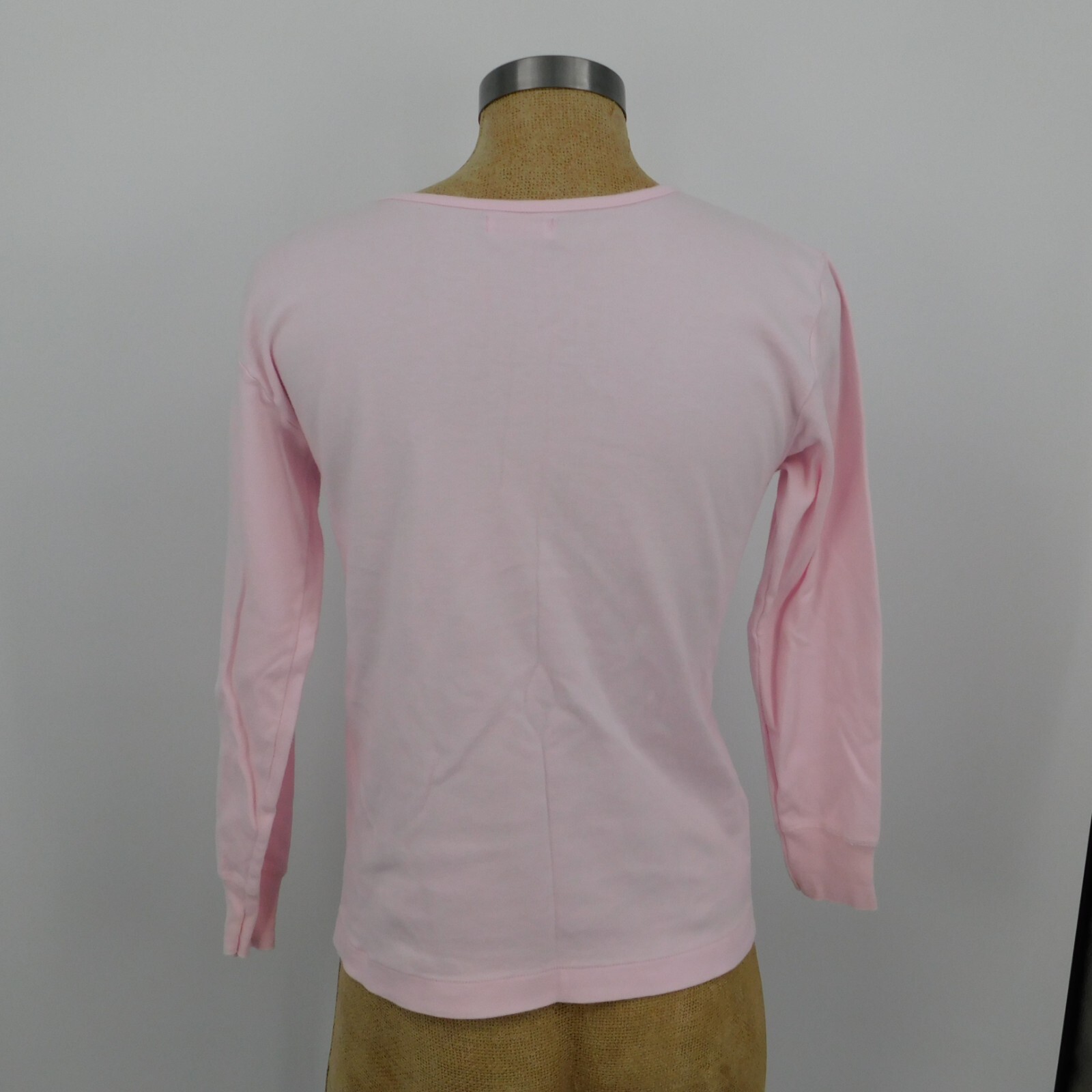 2 BYC Women Solid Pink Scoop Neck Pullover Long Sleeve Shirt Size XL Made Korea