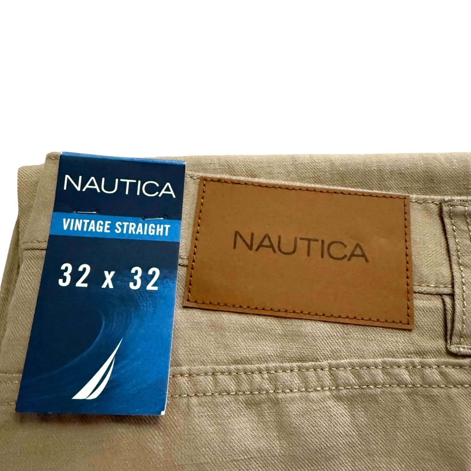 Nautica Mens Straight Fit Lightweight Soft Linen Blend 5 Pocket Flat Front Pants