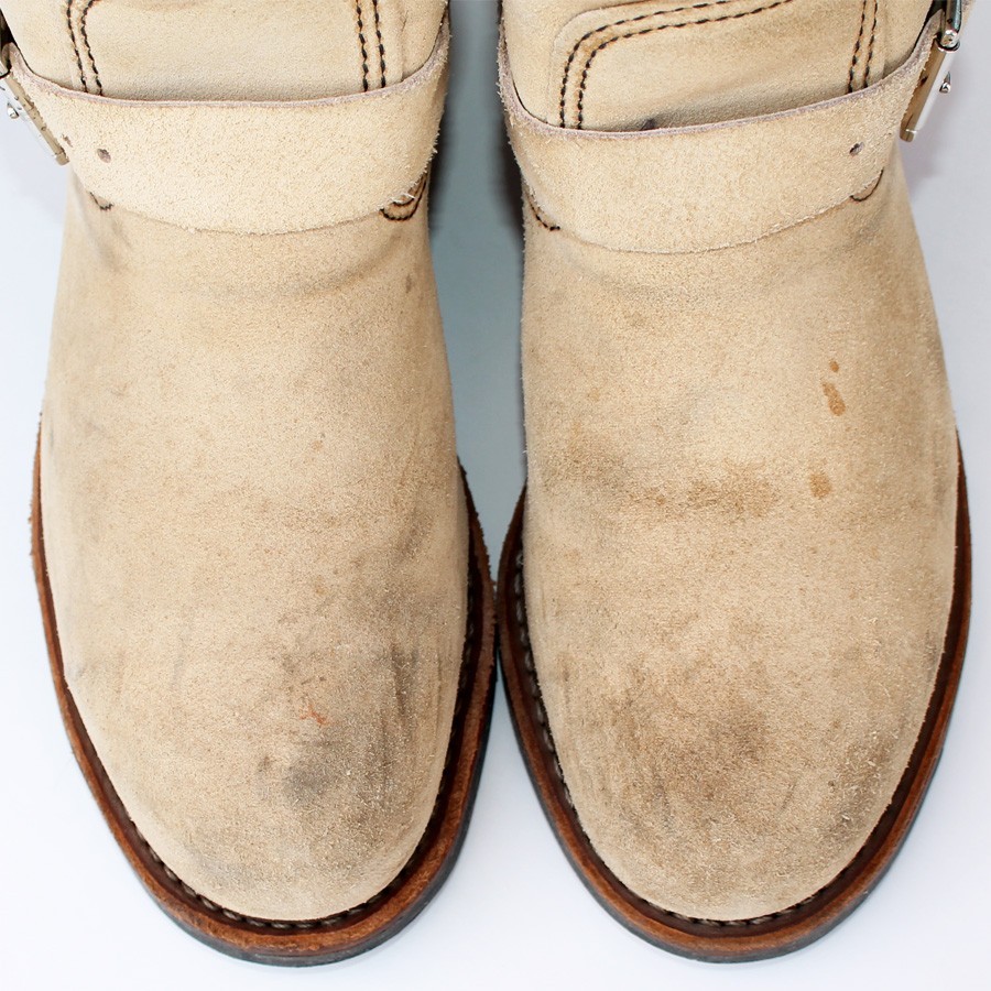 Red Wing 8268 Engineer Biker Boots Men’s 8.5 D Beige Abilene Roughout Steel Toe