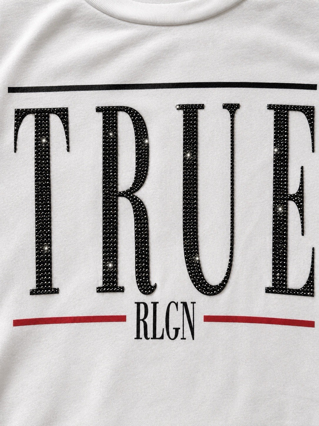 True Religion Rhinestone Logo Graphic Tee White Women’s Size Medium