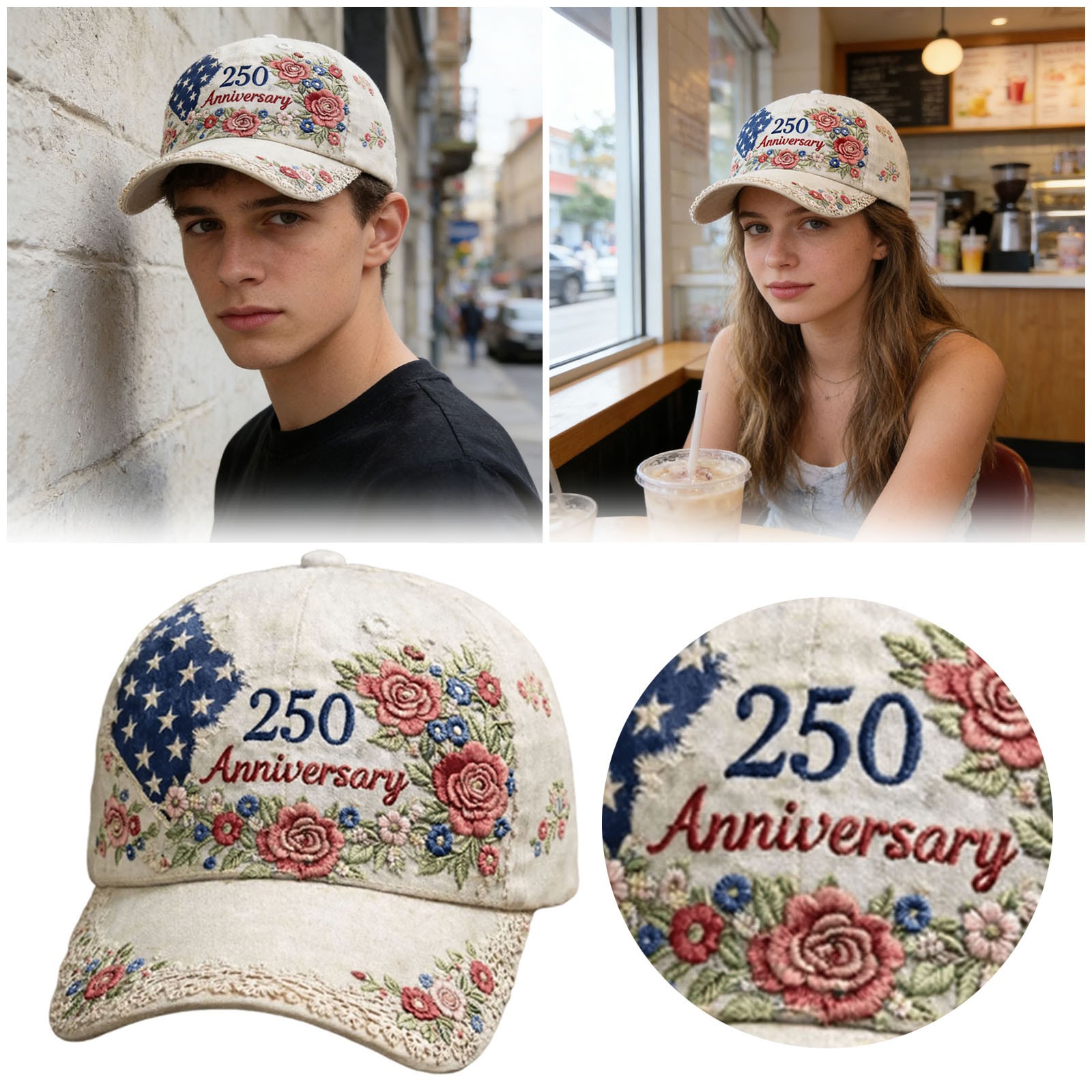 America 250th Anniversary Baseball Cap 1776–2026 USA Patriotic Hat Adjustable
