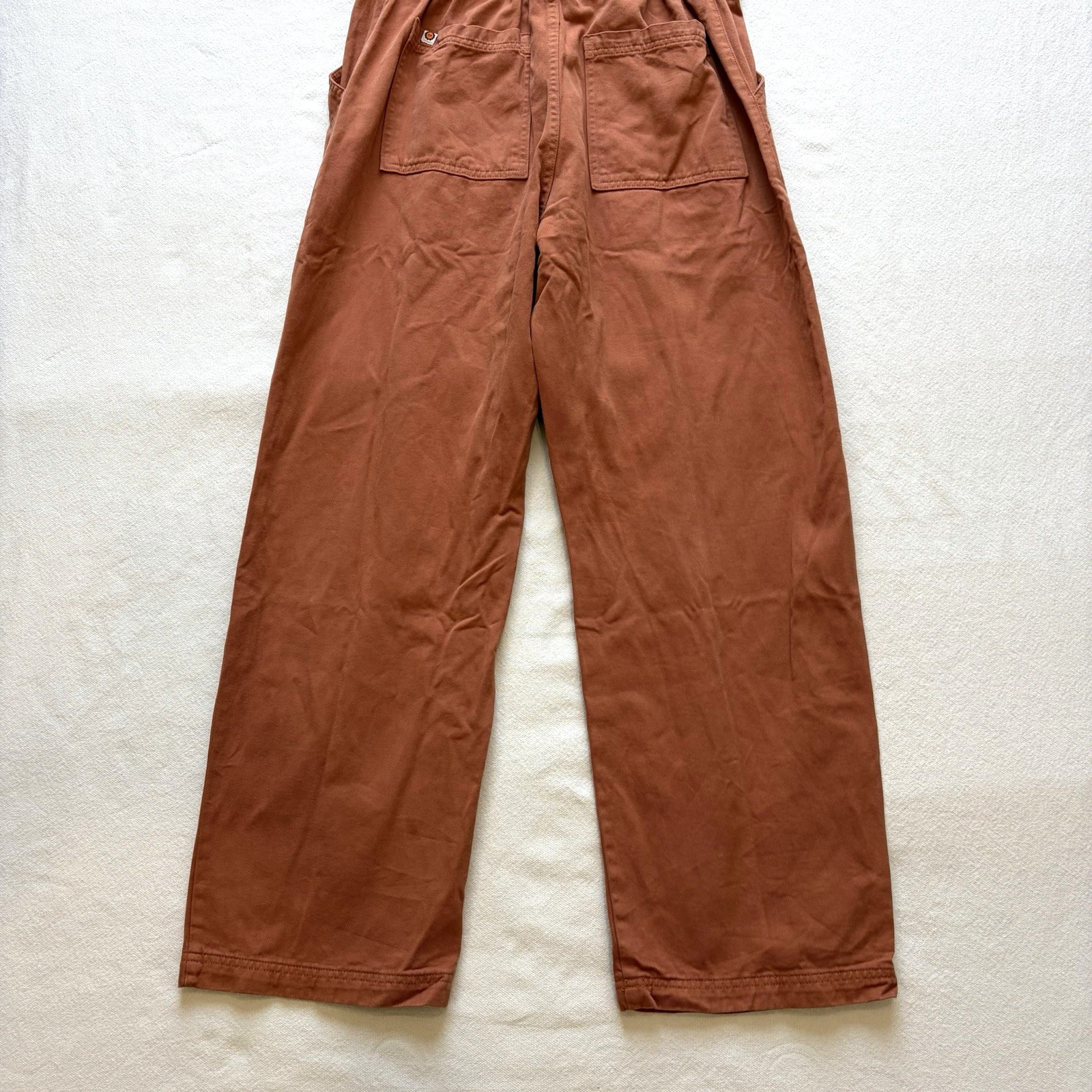 Big Bud Press Orange Rust Short Sleeve Jumpsuit M Pockets Elastic Waist Cotton
