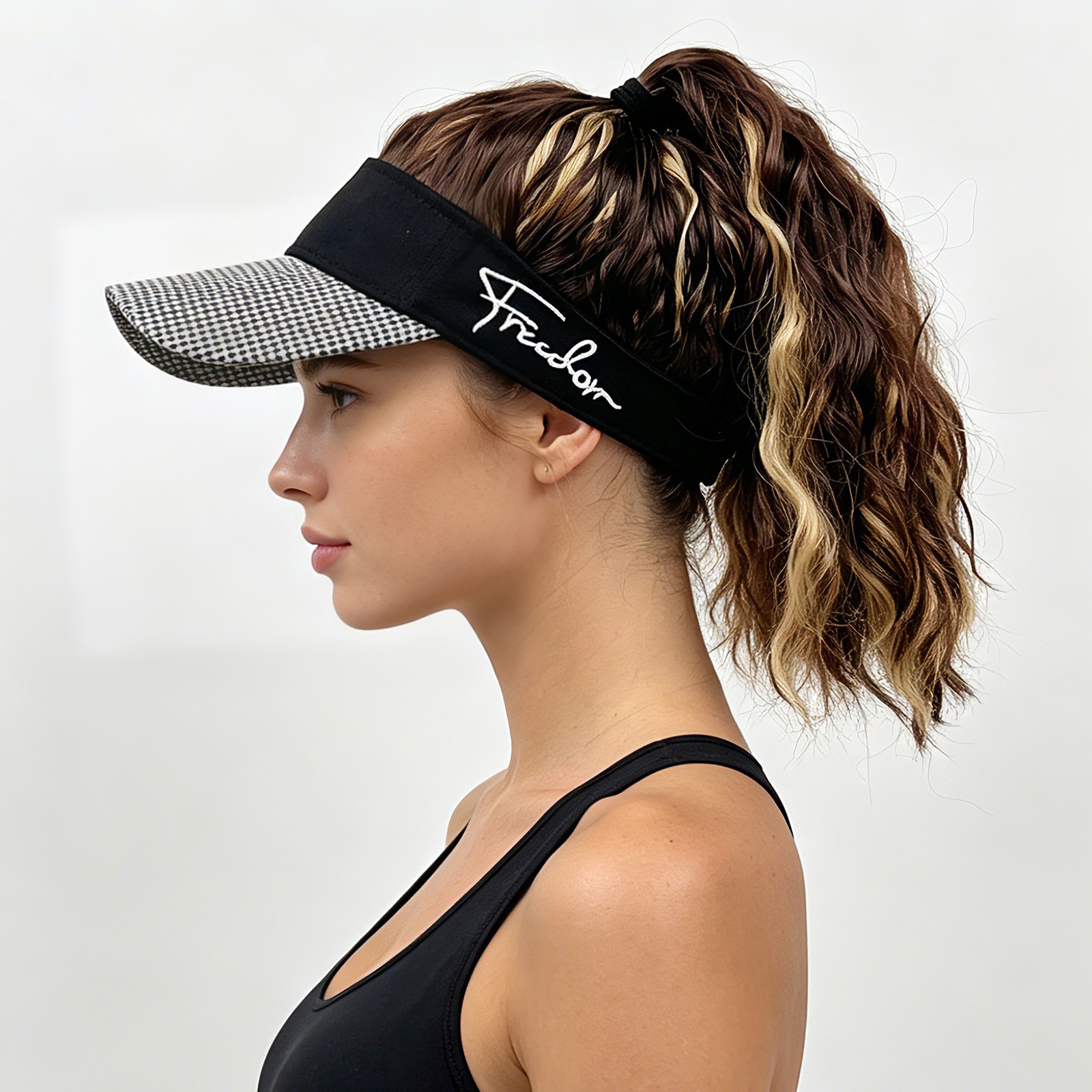 Women’s Baseball Cap with Attached Ponytail Wig Hair Sports Sun Hat Adjustable