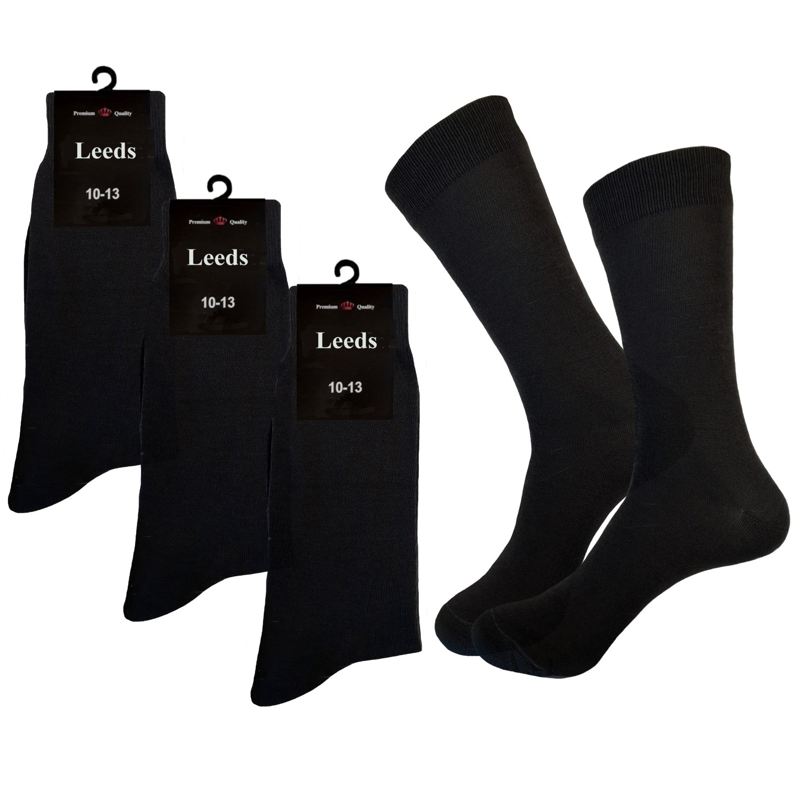 Solid Colors NATURAL COTTON Dress Socks 10-13 GRAY BLACK Formal Socks