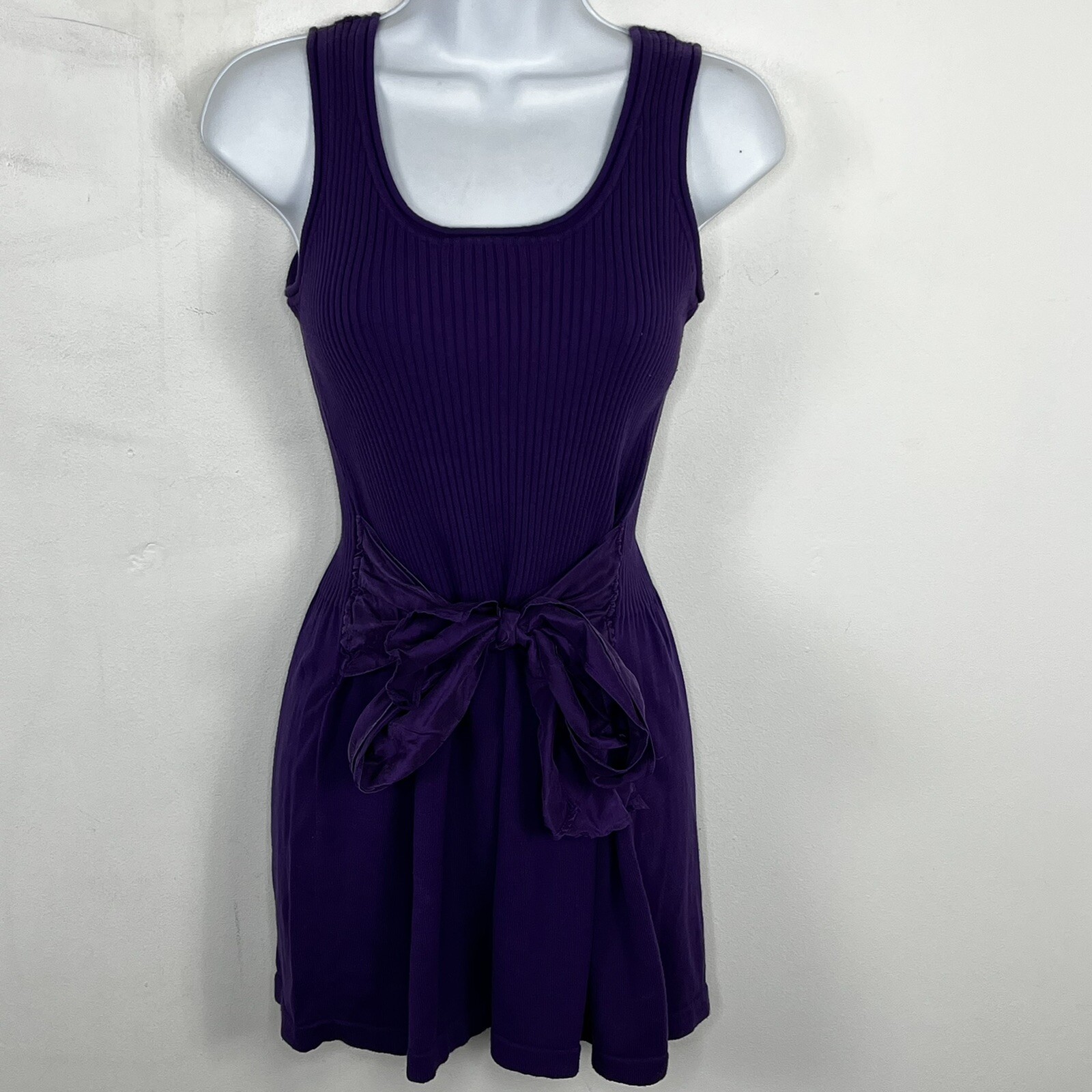 Kenar Tank Dress Sz M Purple Sleeveless Ribbed Minimalist Modern Chic Clean Girl