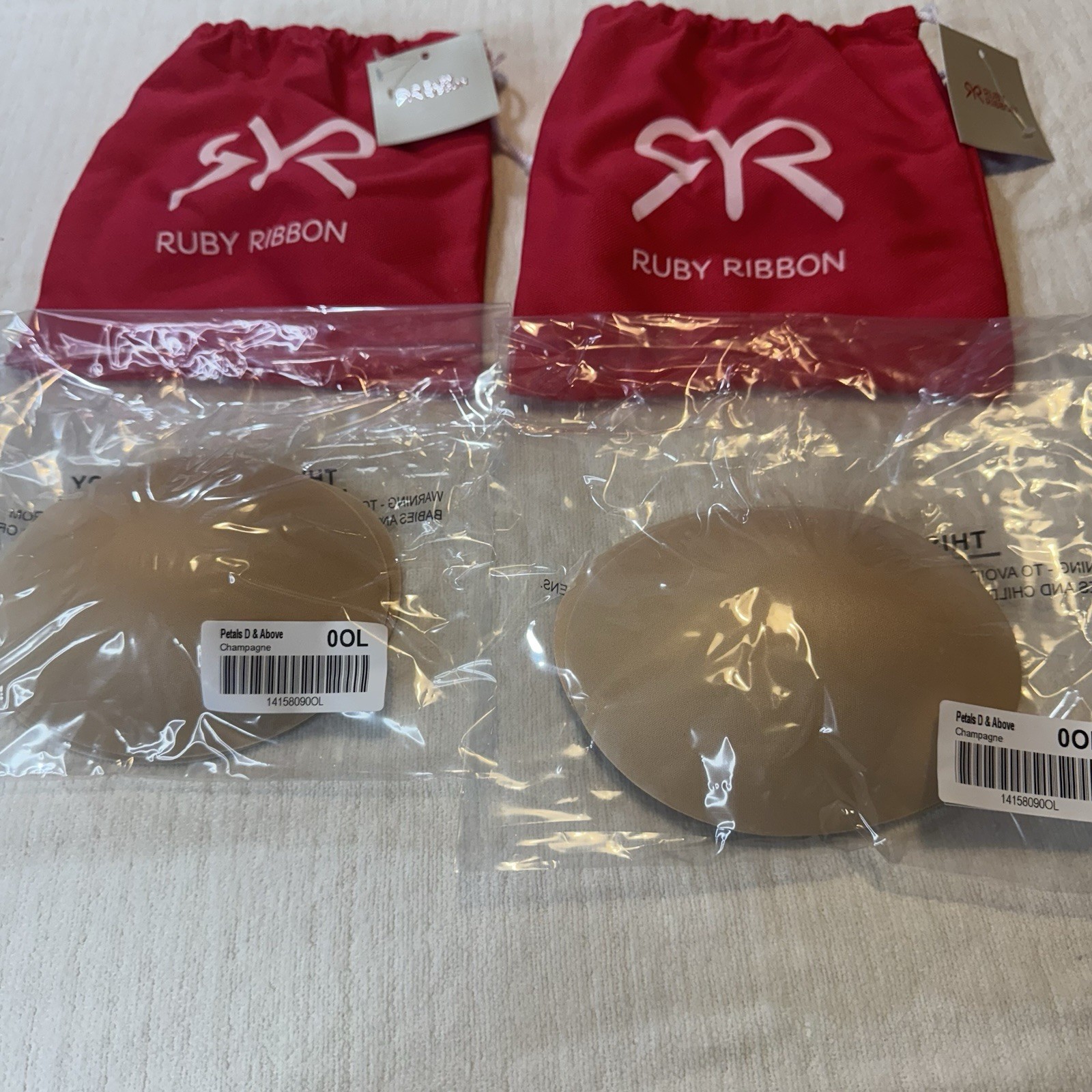 Ruby Ribbon Petals D & Above Bra Inserts Pads 0OL Champagne Nude NWT Set of 2