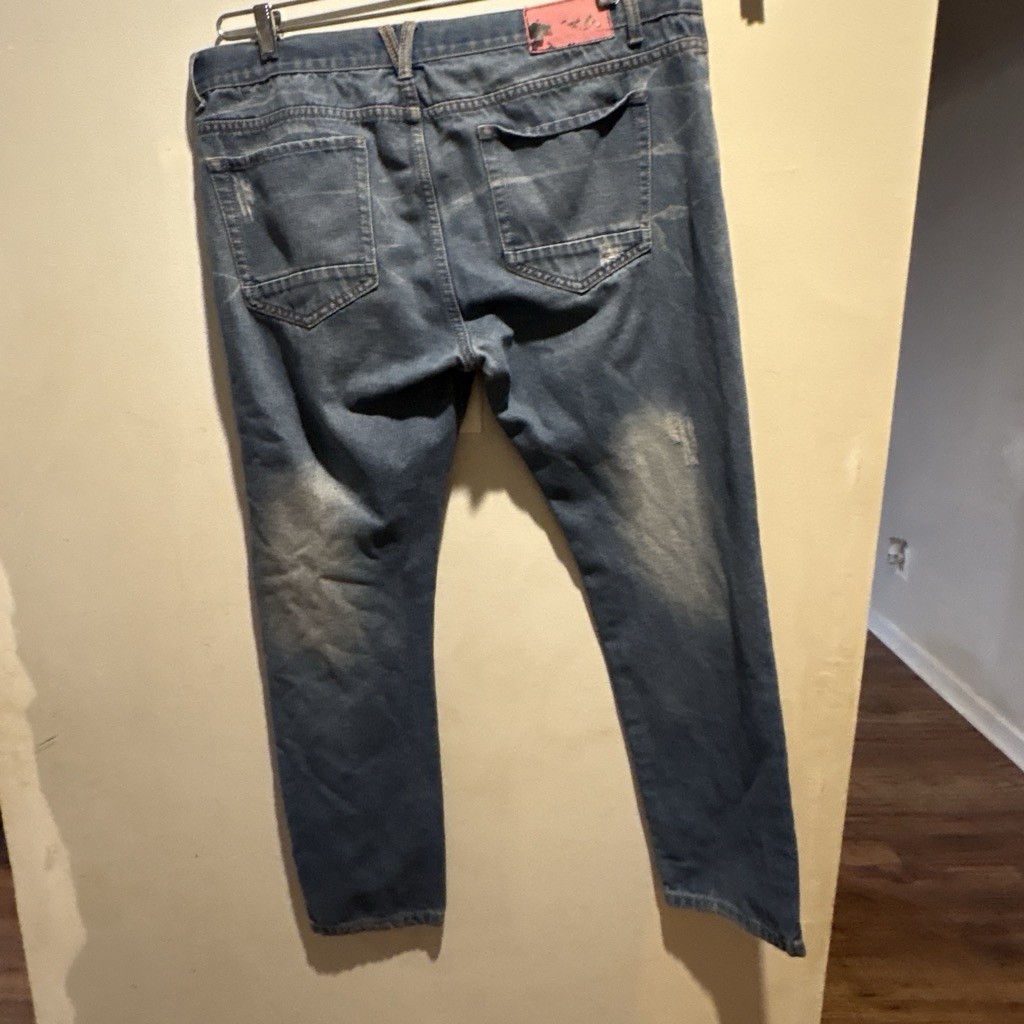 O.G Jeans Men’s Flared Slim Fit Distressed Medium Wash Denim 5-Pocket