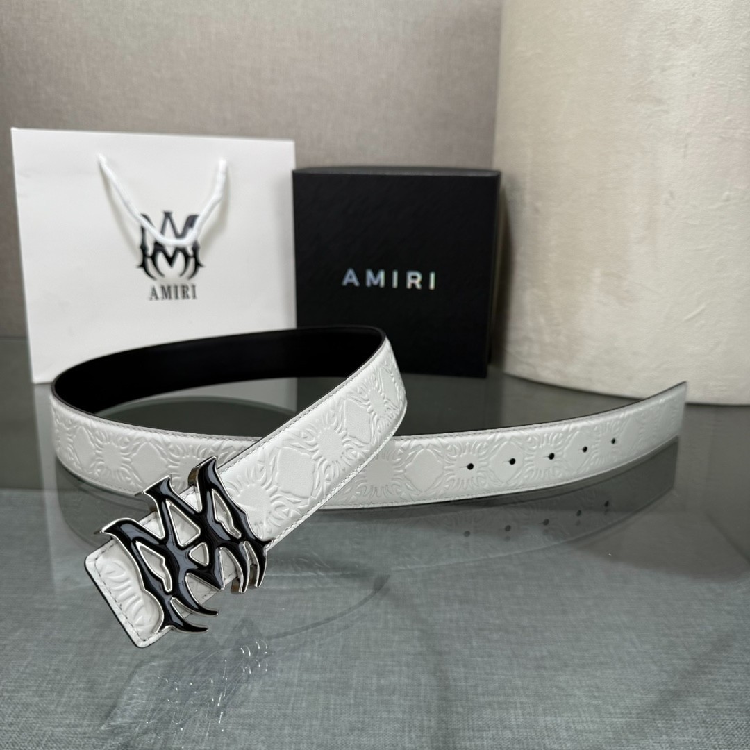 Amiri double-sided cowhide leather belt, 3.8cm wide