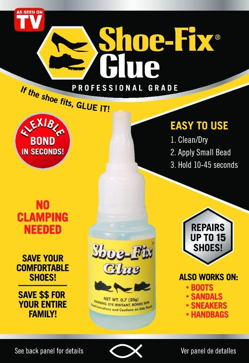 Glue Professional Grade Repair Adhesive for All Footwear Instant Bond, Clear Dry