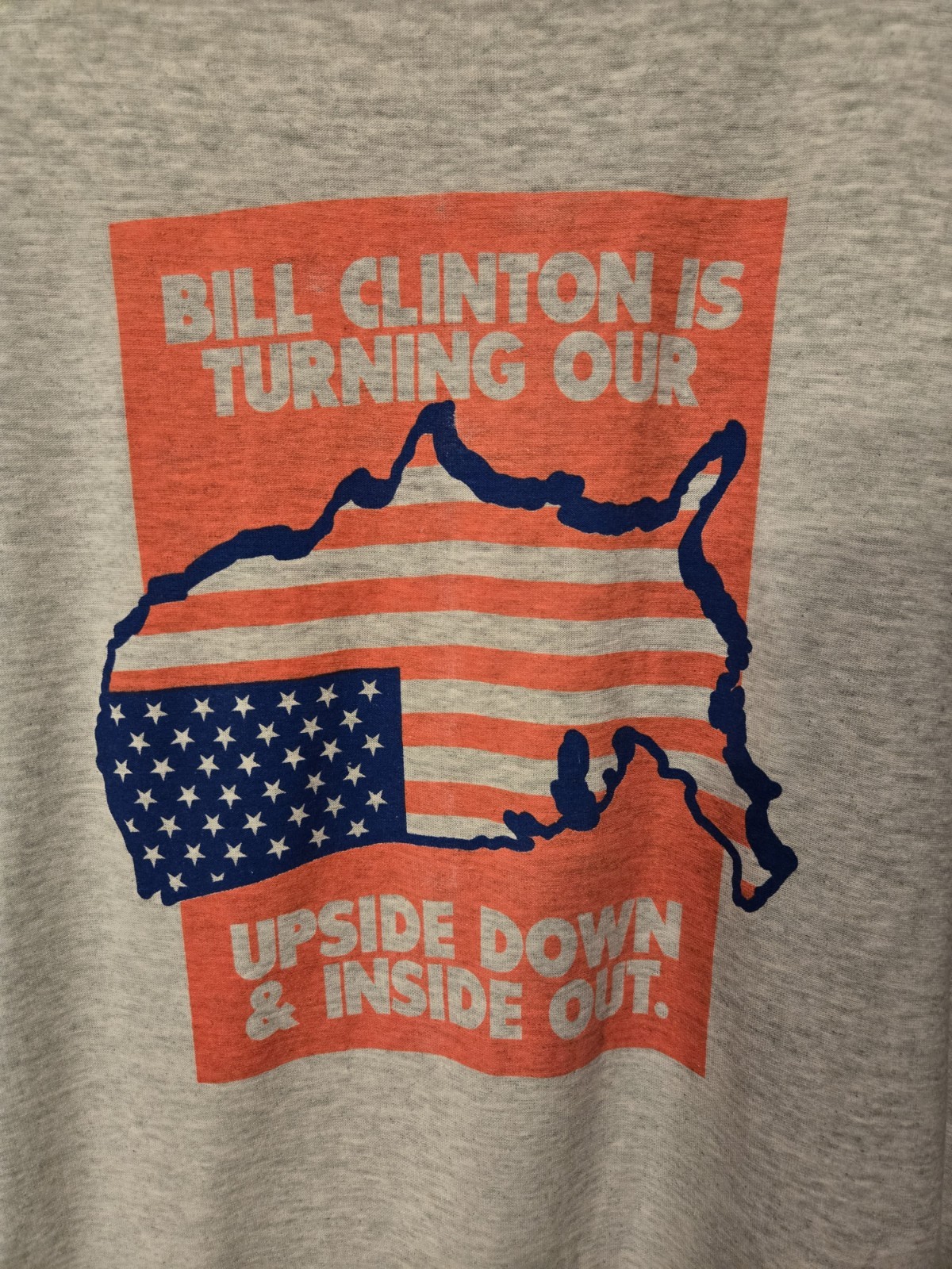 VTG 90s Bill Clinton Slick Willy World Upside Down Inside Out SS T Shirt Adult