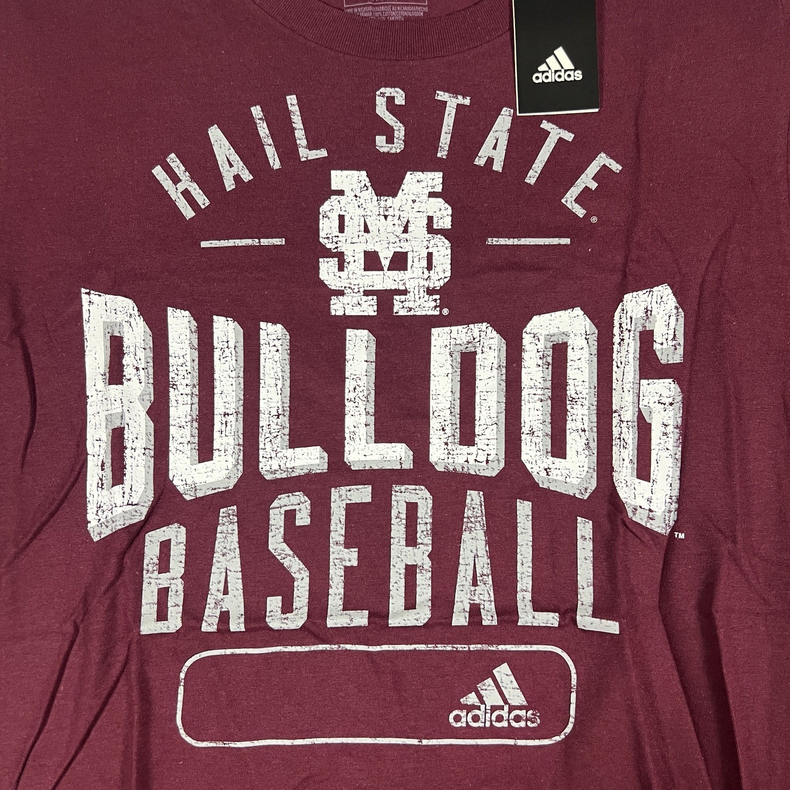Adidas Mississippi State Bulldogs Baseball Amplifier Tee Maroon Mens Medium NEW
