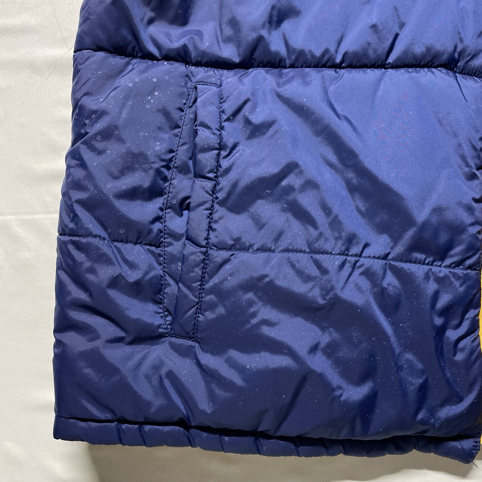 Vintage Puffer Jacket Vest Men’s XL Blue Yellow Zip Quilted Hipster Streetwear