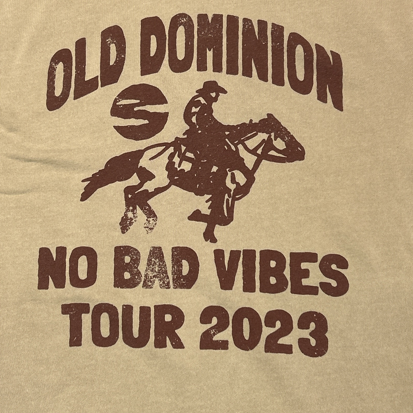Old Dominion Mens Sweatshirt Large Beige No Bad Vibes World Tour Double Sided