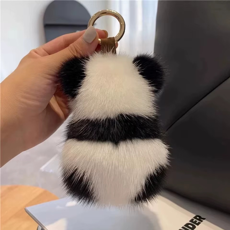 Cute Panda Plush Toy Keychain | Cartoon Bag Pendant & Car Key Charm