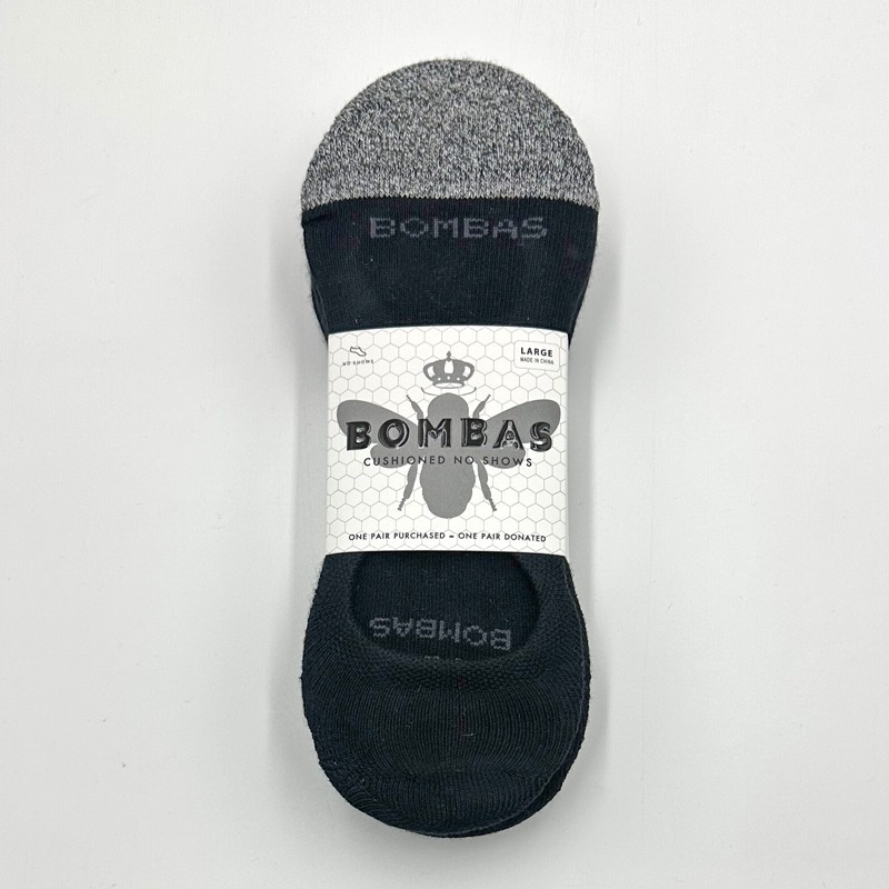 4 pairs BOMBAS Men’s Cushioned No Show Socks Size Large 9.5-13 black Everyday