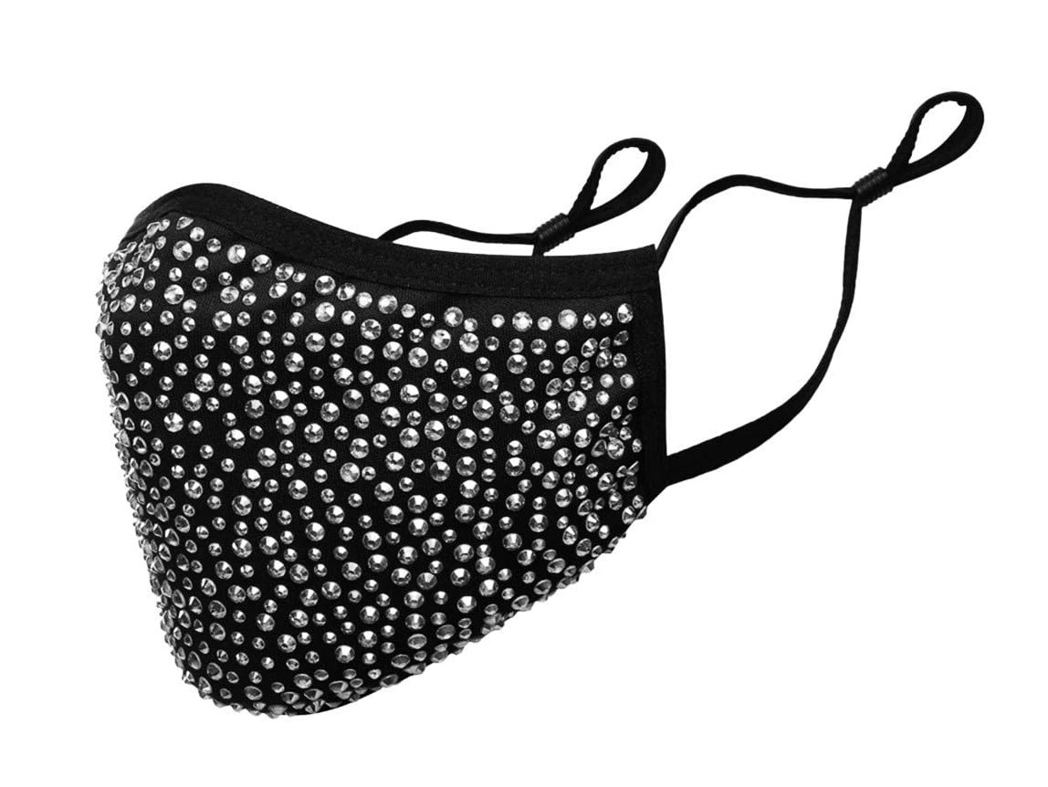 Rhinestone Bling Crystal Face Mask Reusable Washable With Filter Pocket