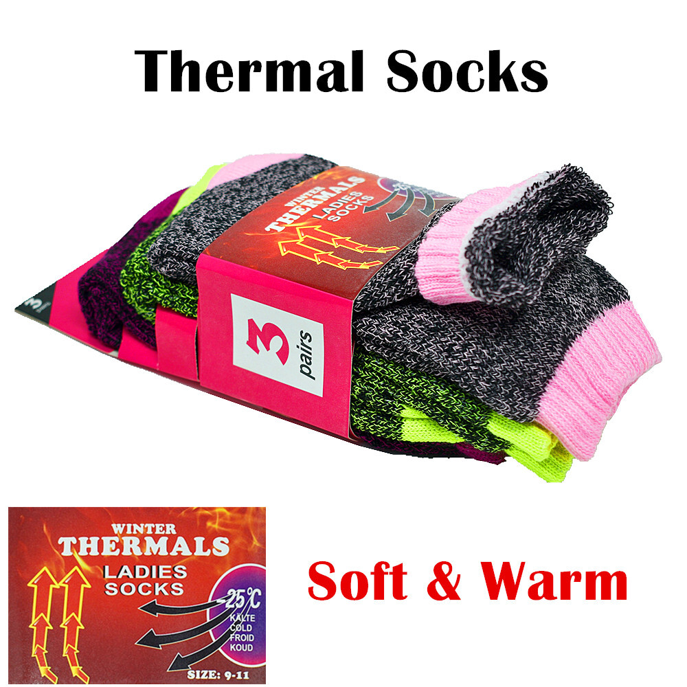 3-12 Pairs Winter Womens Warm Thermal Heated Heavy Duty Boots Crew Socks 9-11