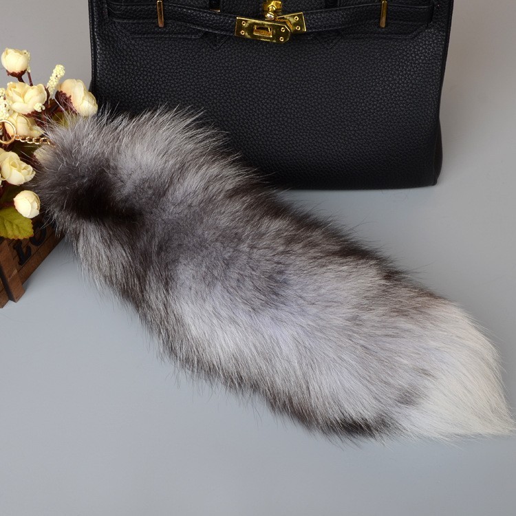 Wholesale 2/5/10pcs-16″-18″ Real Fox Fur Tail Bag Charm Pendant Cosplay Toys