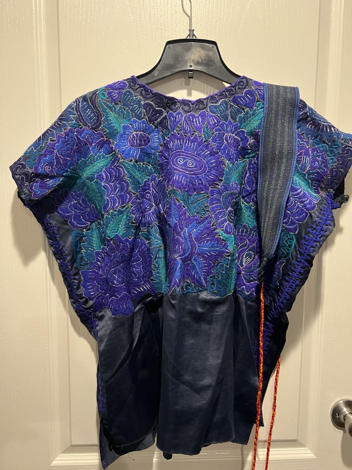 Handmade Women’s Mexican Huipil Tunic Top, Woven Cotton, Multi-Color, One Size