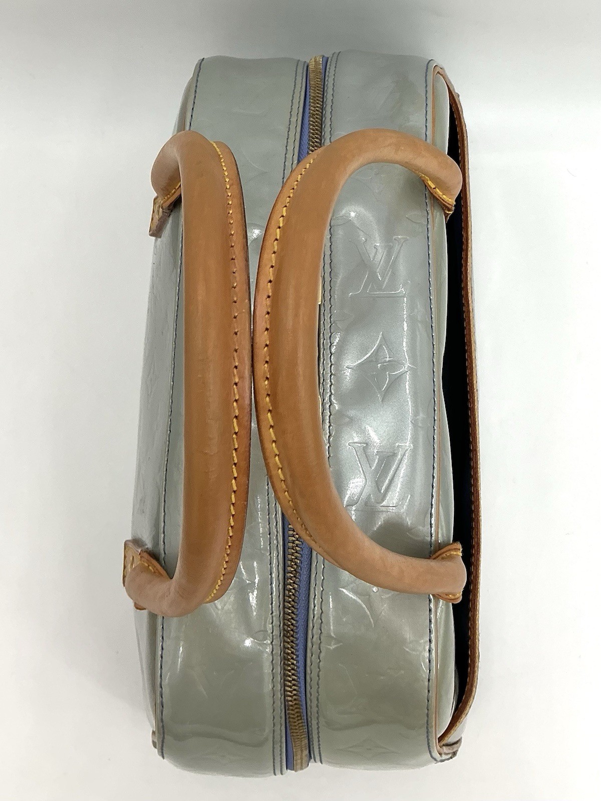 Louis Vuitton LV Monogram Tompkins Sq Vernis Patent Leather Gray Tote Bag + COA