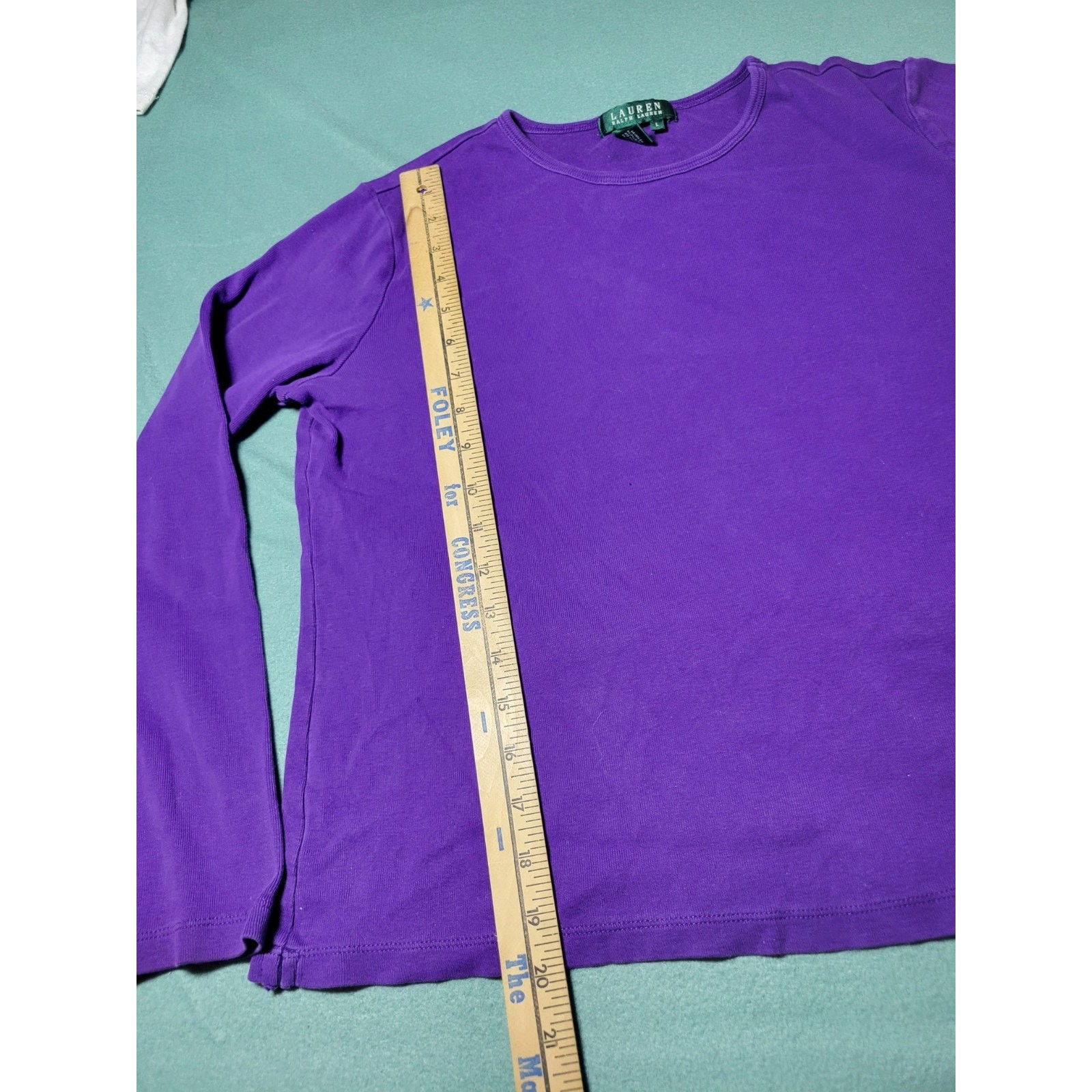 LAUREN RALPH LAUREN LONG SLEEVE PULLOVER SHIRT WITH ARM POCKET SZ L Purple