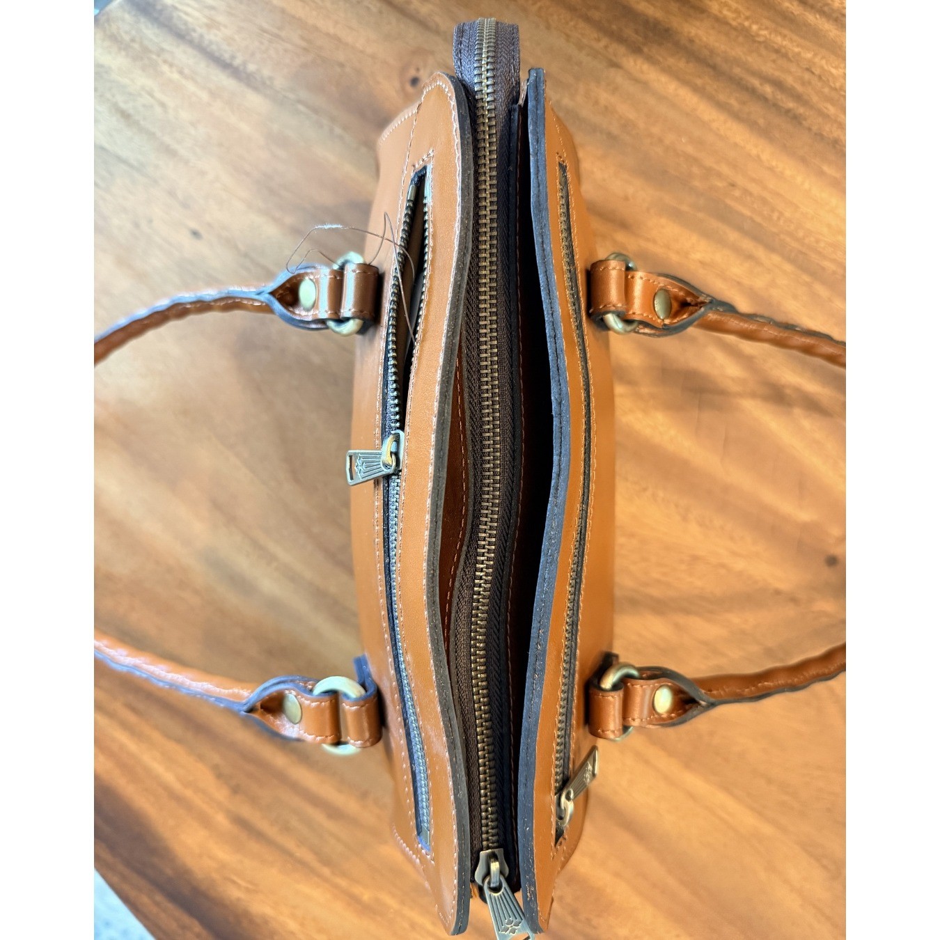 Patricia Nash Calvi Satchel Heritage Tan Leather Crossbody With Chain NWT